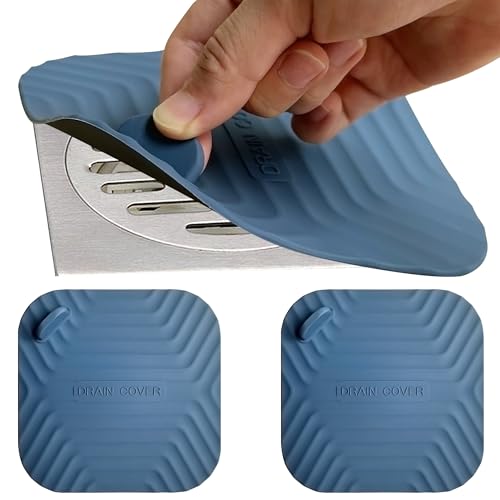 DIFENLUN 2 Pcs Blue Shower Drain Cover Tub Stopper(5.9 x 5.9 Inch)