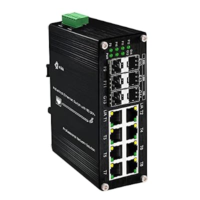 Centopto Industrial 14-Port Ethernet Switch - 8x RJ45 10/100/1000Mbps, 4x SFP, 2x 10G SFP+, DIN Rail Mount, Unmanaged, 10Gbps Fiber
