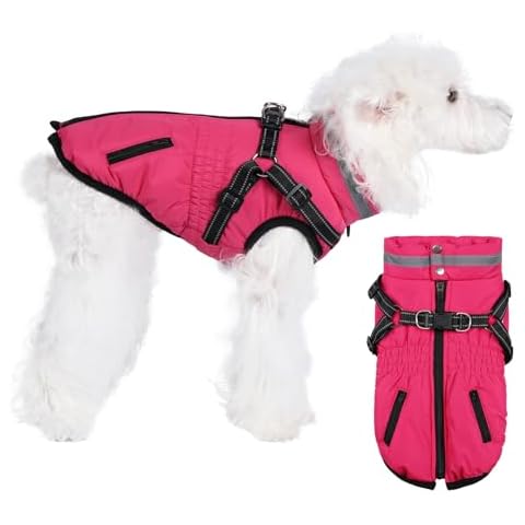 Norbi Dog Coats with Harness, Warm Dog Coat Reflective, Winter Dog Coats for Small Dogs, Adjustable Dog Jacket Vest Dog Cold Weather Coats for Small Medium Dogs Cover