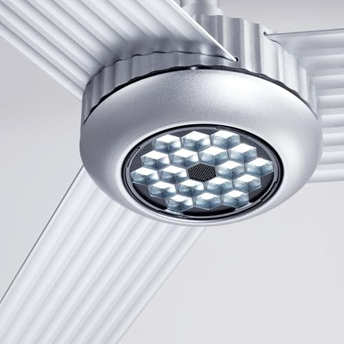 Image of TALOYA Ceiling Fan with Lights,52inch ceiling fan with Remote Control,Metal Body,Silver Finish,6-Speed,Dimmable, Noiseless Reversible DC Motor,Indoor /Outdoor