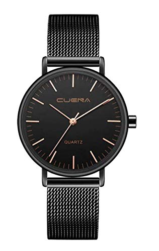 Preisvergleich Produktbild Alcentis Damen-Armbanduhr Milanaise schwarz Zifferblatt schwarz vergoldet