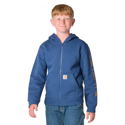 Carhartt Boys Full-Zip Sweatshirt, Dark Denim, 5