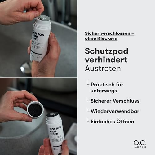 O.C. HAIRCARE Streuhaar zur Haarverdichtung - für Scheitel, kahle Stellen am Ober- und Hinterkopf - von führenden Salons empfohlen - 11 Farben - widerstandsfähige Streuhaare (Mittelbraun)