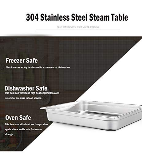 4" Deep Steam Table Pan Full Size, 14 Quart Stainless Steel Anti-Jam Standard Weight Hotel GN Food Pans - NSF (20.87"L x 12.8"W)