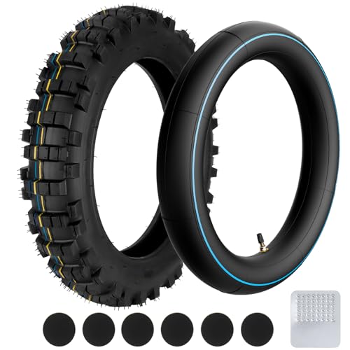 80/100-12 Dirt Bike Tire 3.00-12 Dirt Bike Tire & Inner Tube Set for 90cc 110cc 125cc CRF70 KLX110 TTR90 PW80 SSR Coolster Off-Road Motocross Motorcycle