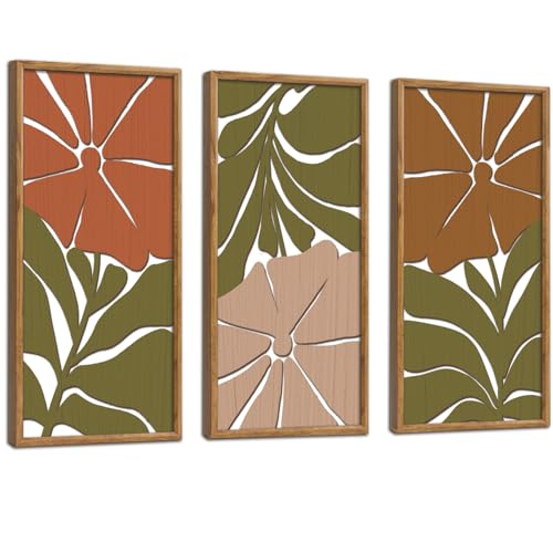 KAIRNE Boho Wooden Wall Art,Bohemian Wood Wall Decor Set of