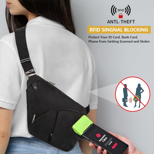 Image of OSOCE Crossbody Sling Bag, Water-Resistant Anti Theft Chest Pack, Minimalist Commuter Daypack for Travel Hiking Work