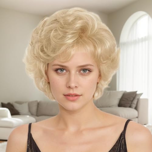 Perruque blonde courte réglable pour résoudre les problèmes de volume