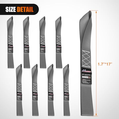 Image of Nilight Soft Loop 1.7 inchx17 inch Motorcycle Tie Down Straps Heavy Duty 12000Lbs Max Break Strength for Securing ATV UTV Kayak Moving Cargo (8PK-Grey)