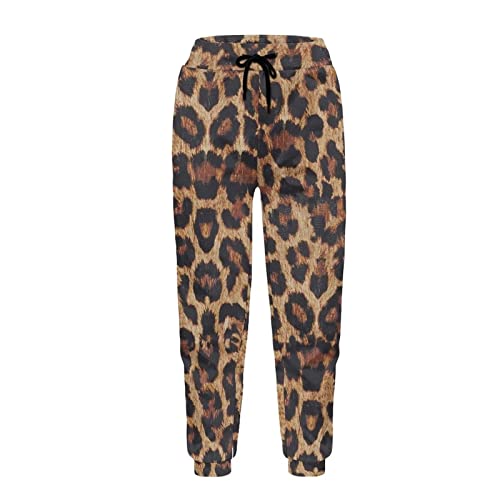 Pantalon de survêtement léopard marron à taille haute pour affiner la silhouette avec confort