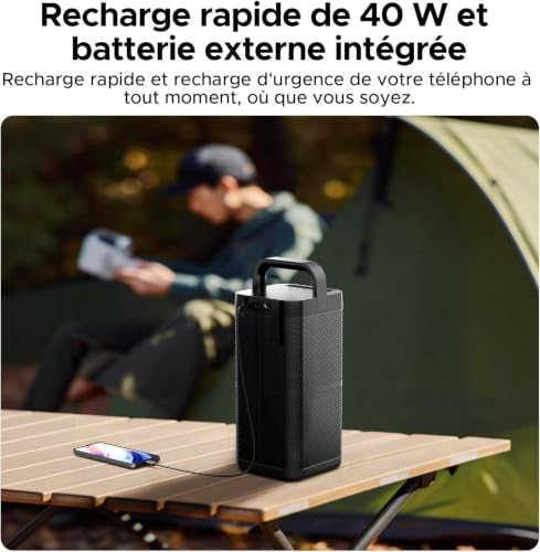 Portable Bluetooth Speaker with Deep Bass, 130W Peak, IP66 Waterproof, 13H Playtime, Fast Charge, Large Party Boombox with TWS Pairing, Outdoor Speaker with USB/AUX, for Jobsite, Beach, Camping -Black - image 5