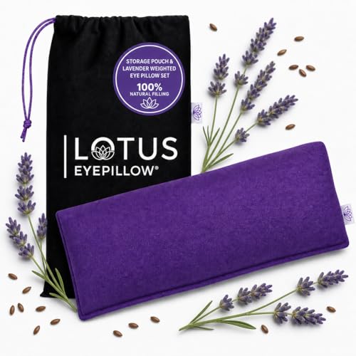 Weighted Lavender Eye Pillow for Women, NOLAVA Includes Free App Meditations, Migraine & Headache Relief, Microwave Hot or Cold Compress, Organic Cotton, French Lavender +Flax Seed, Yoga & Savasana