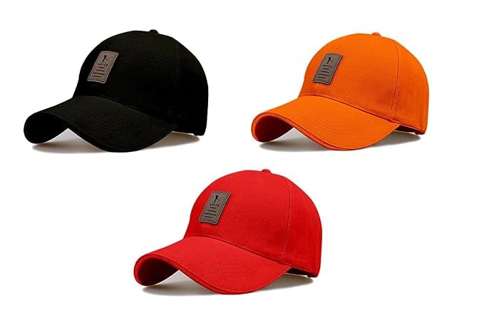 Image of rytoria Combo 3 Pcs Cap for Men and Women Unisex Cotton Caps Adjustable Strap Free Size Summer Sports Cricket Gym Dance
