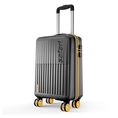 Image of Safari Astra Neo 8 Wheels 56cm Cabin Size Trolley Bag, Hard Case Polycarbonate, 360 Degree Wheeling Carry-on Luggage for Men & Women, Travel Bag, Suitcase for Travel, Trolley Bags for Travel, Black
