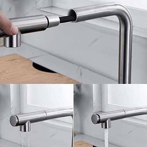 Robinet mitigeur de cuisine pour fenêtre rabattable inox eau chaude froide