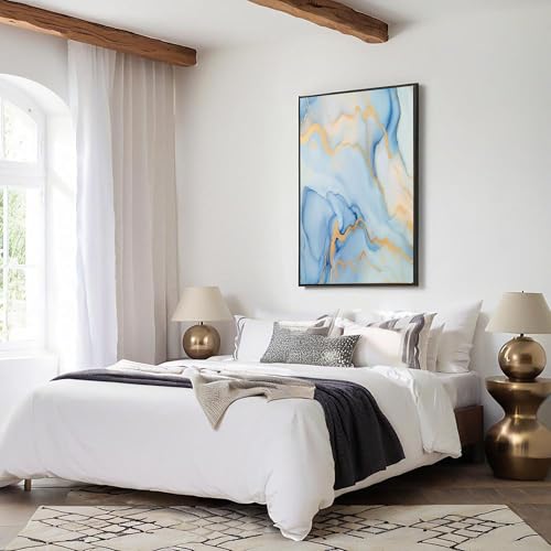 Cuadro decoración de pared azul claro 60x80cm impreso en lienzo sin marco 4