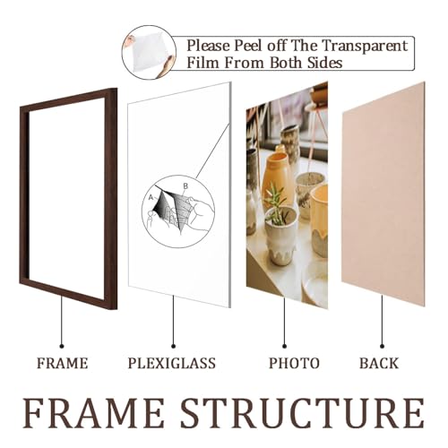 Image of KTKDE A3 Poster Frame Walnut Woodgrain Picture Frame-11.7x16.5in Set of 3- Photo Frame,Certificate Frame with Plexiglass for Wall Mount or Table Top Display