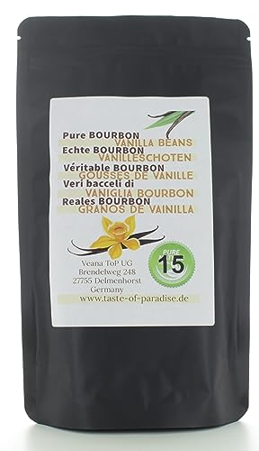 Bourbon Vanilleschoten (15 Stk. - 12-13cm) 100% natural aus Madagascar, frisch & saftig, hoher...