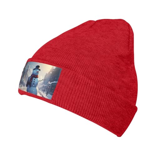 Gorro de punto gigante con diseño de muñeco de nieve en la calle para hombres y mujeres, gorro de punto para hombre, gorro de punto para invierno, suave y cálido, Muñeco de nieve gigante de Navidad en