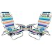 2Pk Aluminum Extra Wide 5-Position Lay Flat Folding Backpack Beach Chairs for Adults, with Cooler Bag, Cup&Phone Holder, Towel Bar for Outdoor Lawn Picnic Sport, Portable Camping Chairs, Multi Stripes