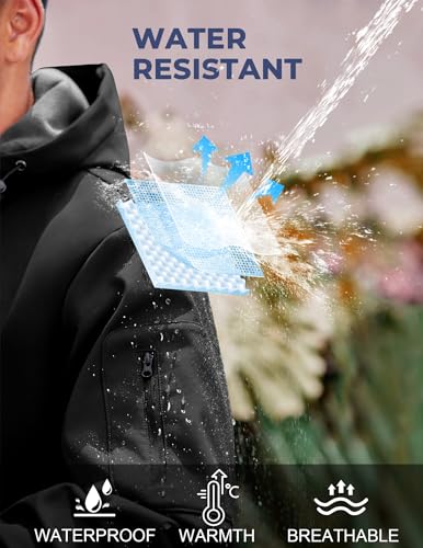 COOFANDY Men's Hooded Softshell Jacket Waterproof Fleece Lined Windbreaker Lightweight Outdoor Hiking Jacket3