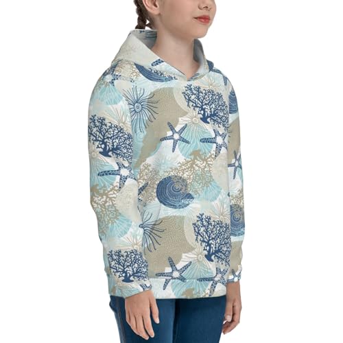 Corals and Seashells Kids Pullover Hoodies Boys Sweatshirts Girls Athletic Clothes with Pocket3
