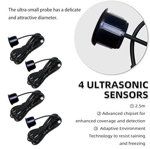 Image of LCD Parking Sensor Kit - Displays Data on Original Screen, Easy Rear Installation, Compatible with CVBS Cameras (Not for AHD), 18 Probe Colors to Match Any Vehicle(Black)