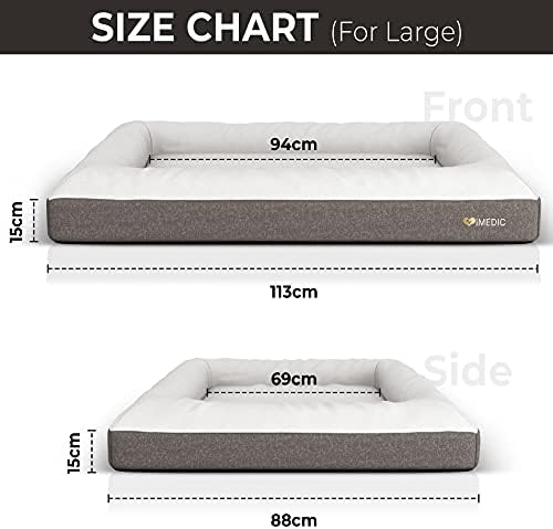 iMedic Premium Memory Foam Dog Bed - Orthopaedic Dog Bed - Deluxe Finish - Waterproof Dog Bed Medium - Dog Mattress - Washable Large Dog Bed - Dog Beds For Large Size Dogs 27-42kgs - 114x90cm