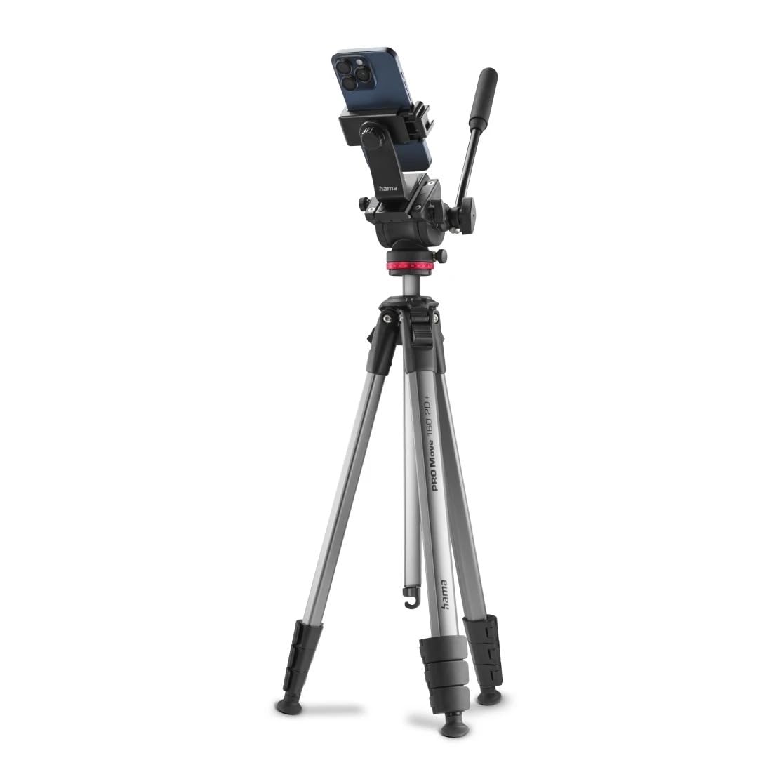 Hama Videostativ mit Fluidkopf, leicht, 46 – 160 cm, bis 7 kg | Kamera Stativ für Video, DLSR und Smartphone, Tripod, Dreibeinstativ, mit Handyhalterung, Aluminium Reisestativ,
