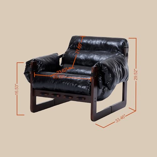 Sillón Vintage Piel Cera Negro miniatura 2