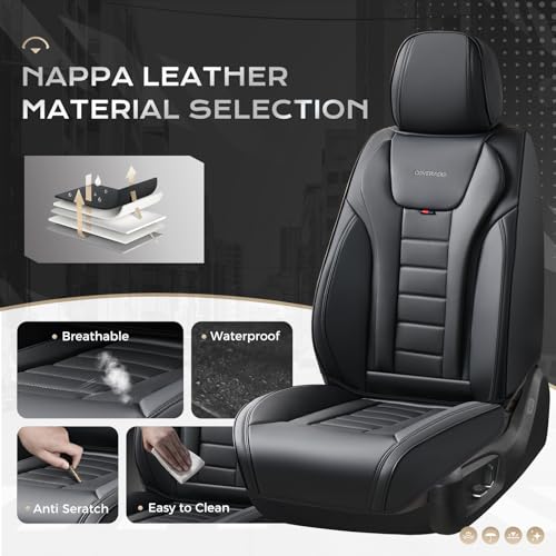 Image of Coverado Car Seat Covers, Front Covers for Cars, Car Seat Cover Front Seats, Automotive Seat Cover, Waterproof, Leather Car Seat Cushion, Universal Interior Covers Seat Protectors for Most Cars