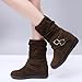 CSRZPMG Women Mid Calf Flat Heel Boots Retro Fashion Casual Strap Buckle Winter Short Boots Round Toe Suede Comfort Booties