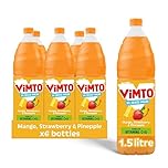 Vimto Mango, Strawberry & Pineapple Squash 1.5L (Pack of 6) – Real Fruit Juice Concentrate, No Added Sugar, Refreshing Tropical Flavour, Dilutable Soft Drink