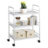 Yaheetech 3/4 Tier Salon Trolley Barber Cart Hair Rolling Cart 3/4 Layers Storage Tray Cart on Wheels Hairdressing Rolling Utility Storage Organizer Beauty SPA Tool Holder White (3 Tier)