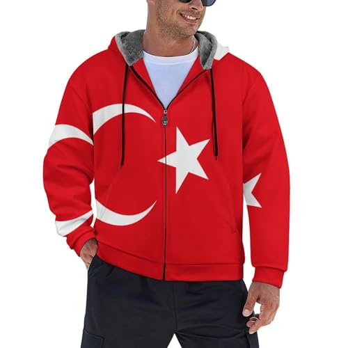 Sweat dinde à capuche imprimé 3D avec doublure polaire chaude veste zippée unisexe h26
