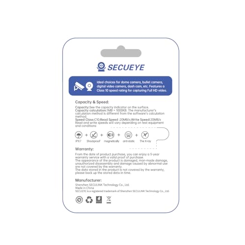 Image of SECUEYE 32GB TF Memory Card with Adapter, Class 10 FAT32 High Speed Reading /Writing, 24 /7 Recording for Security Camera Dash Cam and More (32GB + Adapter)