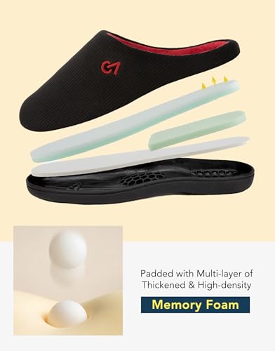 Image of VeraCosy Men's Two-Tone Memory Foam House Slippers Indoor Outdoor Durable Rubber Sole