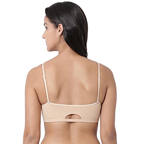 Image of Enamor Moulded Double Layer Front Women's Cotton Cami Bra - Detachable Slim Straps with Back Keyhole, Non Padded, Wirefree, High Coverage - A022 (Pack of 2)
