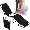 CroBlissful Fodlable BBL Chair with Hole, Adjustable 5-Position Lawn Chair for BBL Chaise Lounge After Surgery Recovery Bed for Patio Garden Poolside Outdoor Yard Beach(Black)