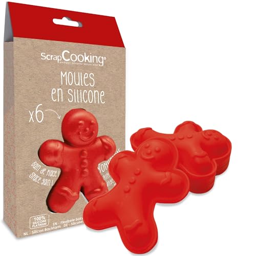 ScrapCooking - 6 Moldes de Silicona “Hombrecitos de Jengibre” - Kit para Pasteles Navideños - Moldes Individuales Flexibles muñeco - Aptos para Horno y Lavavajillas - Pastelería Regalo Cocina - 2911