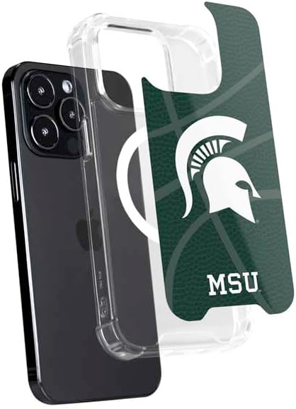 Skinit Phone Case Compatible with MagSafe iPhone 16 Pro - Officially Licensed Michigan State University Green Basketball Design