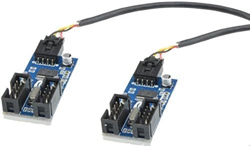 Kalolary 9pin USB header Male 1 to 4 Female Extension Cable Card Motherboard 9-Pin USB HUB USB 2.0 9 pin Connector Adapter Port Multilier Usb Header Splitter