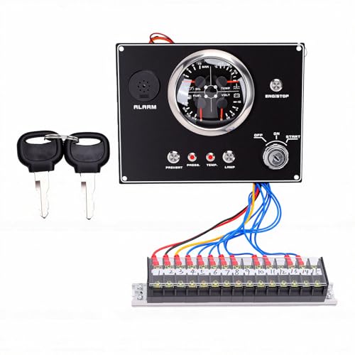 Panneau de jauge marine 12V 4 en 1 avec niveau d'huile et tension