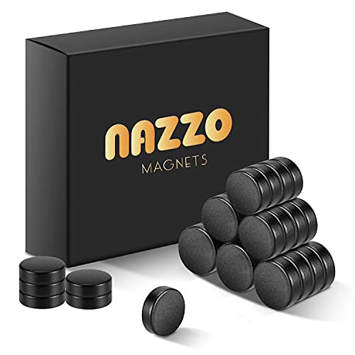 NAZZO Small Neodymium Magnets, Rare Earth Magnets, Round Button Refrigerator Magnets for Fridge, Whiteboard, Home, Kitchen, Office and School, Mini Disc Magnets, 10x3mm 30Pcs Black