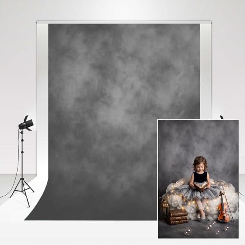 Kate   Telón de fondo para fotografía de 1,5 x 2,2 m, negro con degradado gris, telón clásico para retratos de personas, telón para estudio, para recién nacidos, bodas, plegable