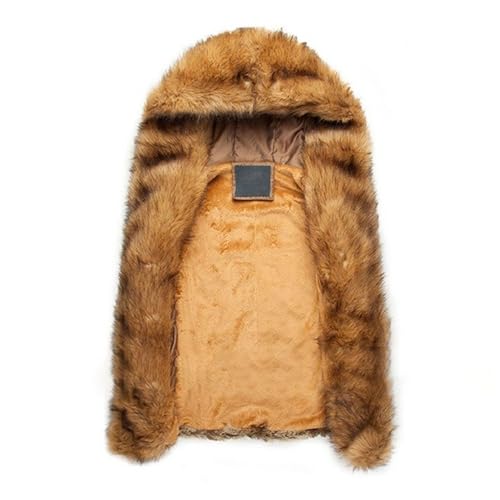 Men's Faux Fur Hoodies Vest Winter Warm Sleeveless Hooded Waistcoat Soft Cardigan Fuzzy Fleece Gilet with Hood2