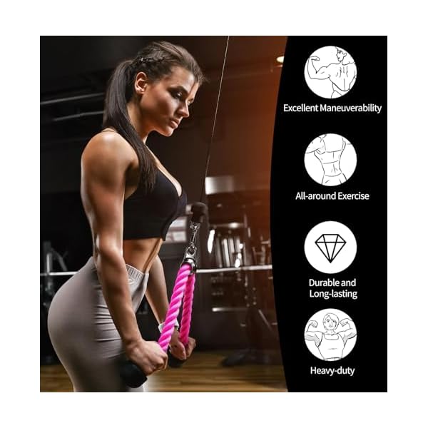 DkOvn Pink Tricep Rope, 27 & 36 Inch Rope Length, Cable Machine Attachment - Image 4