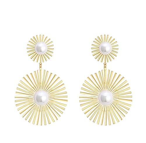 FENGJISUN Pendientes Pendientes Colgantes Geométricos para Mujer, Estilo Bohemio, Colgantes Cepillados, Grandes, De Metal, Redondos para Niñas. para Fiesta Banquete