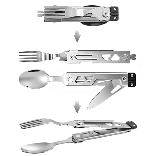 Joycube 5 in 1 Detachable Camping Utensils Flatware Set, Multifunction