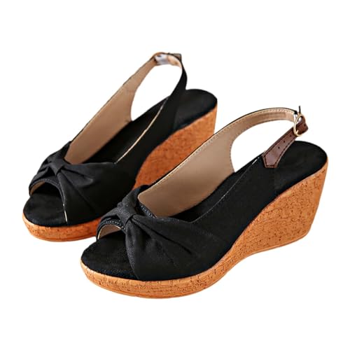 Sandalias de goma mujer elegantes y casuales con plataforma inclinada y ajuste lateral